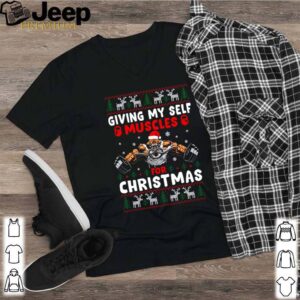 Dog giving my self muscles for Christmas  shirt