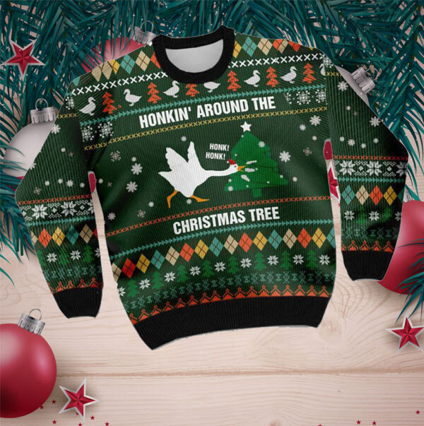Duck Honkin Around Christmas Tree Ugly Sweater For Someone Who Loves Duck