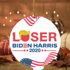 Dump Trump Loser Anti Trump Biden Biden Harris Funny Christmas Flat Holiday Circle Ornament Keepsake