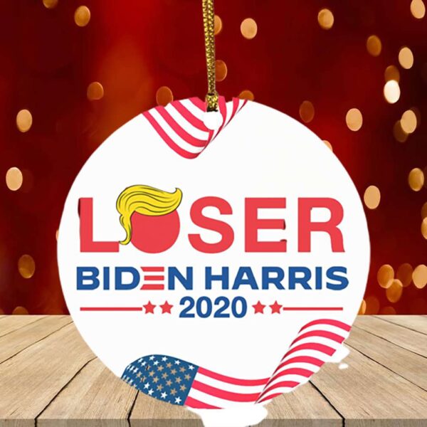 Dump Trump Loser Anti Trump Biden Biden Harris Funny Christmas Flat Holiday Circle Ornament Keepsake