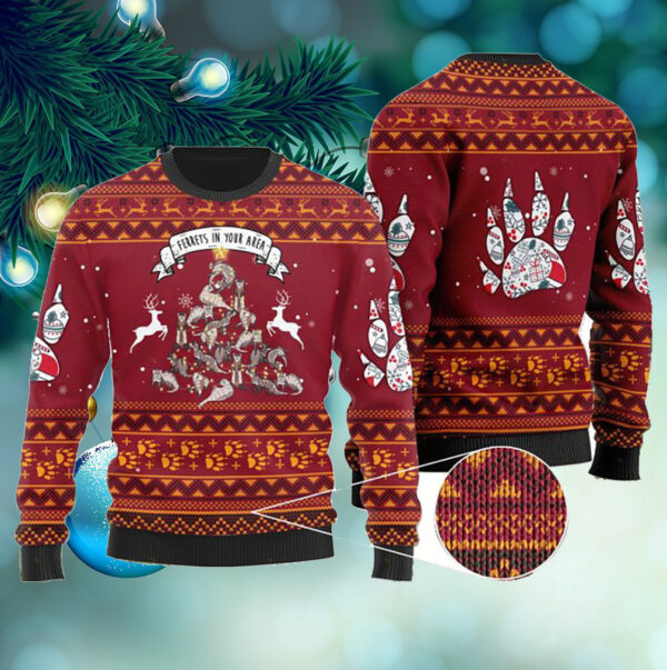 Ferrets In Your Area Ugly Sweater For Ferret Lovers On National Ugly Sweater Day And Christmas Time