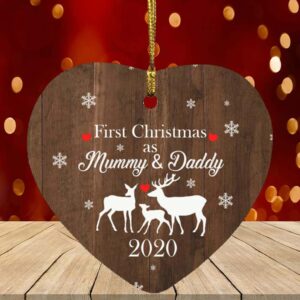 First Christmas As Mummy And Daddy 2020 Heart Ornament – Holiday Baby First Christmas Decoration Gift