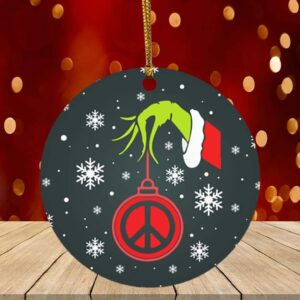 Green Hand Holding Peace Sign Hippie Christmas Ornament – Green Character Ornament – Xmas Holiday Gifts