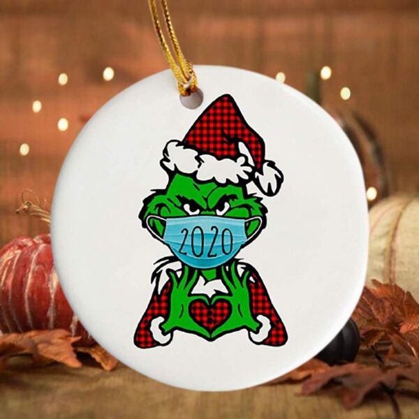 Grinch 2020 Face Mask Christmas Ornament