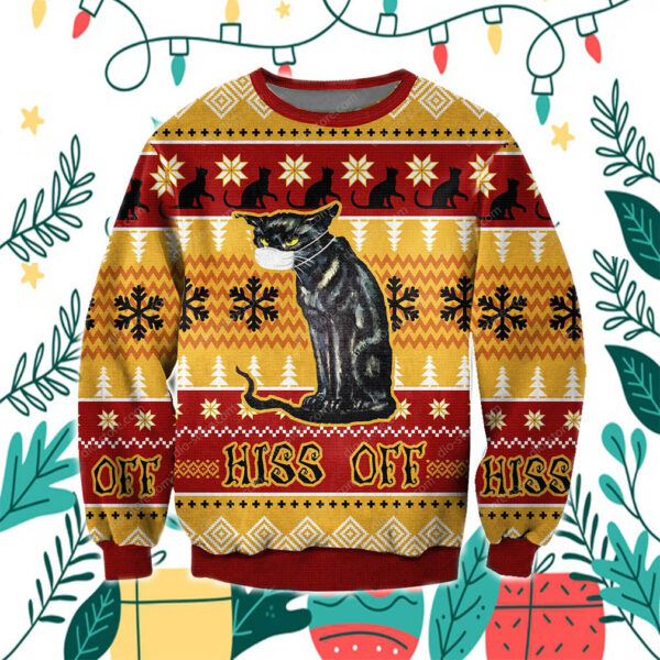 Hiss Off Cat 3D All Over Print Ugly Christmas Sweater