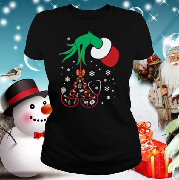 Hand Grinch Holding Tree Nurse Christmas shirt