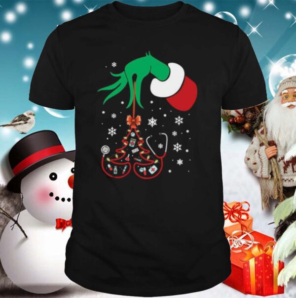 Hand Grinch Holding Tree Nurse Christmas shirt