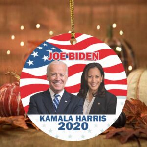 Joe Biden Kamala Harris 2020 For President Election Celebrate American Flag Holiday Circle Ornament