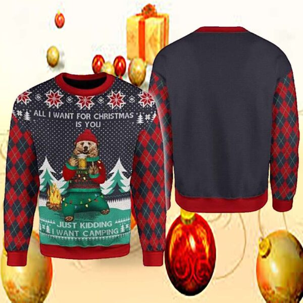 Knitting Pattern 3D Fullprint Shirt All I Want For Christmas Is Camping Hoodie