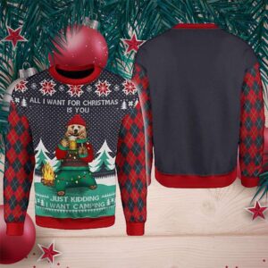 Knitting Pattern 3D Fullprint Shirt All I Want For Christmas Is Camping Hoodie