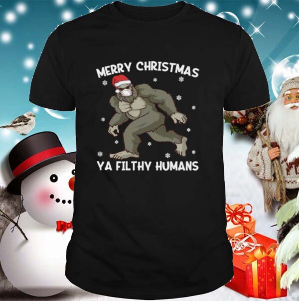 Merry Christmas Bigfoot Face Mask Sasquatch Santa shirt