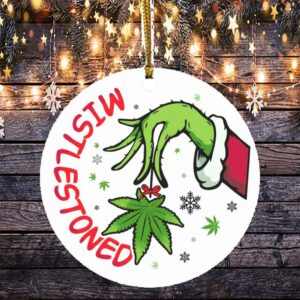 Merry Juana Mistlestoned Green Hand High Spirit Decorative Christmas Ornament – Holiday Ornament