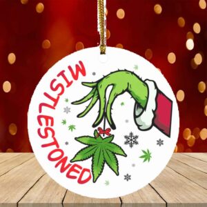 Merry Juana Mistlestoned Green Hand High Spirit Decorative Christmas Ornament – Holiday Ornament