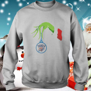 Merry christmas grinch holding oklahoma city thunder okc logo