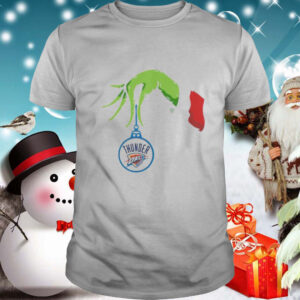 Merry christmas grinch holding oklahoma city thunder okc logo shirt