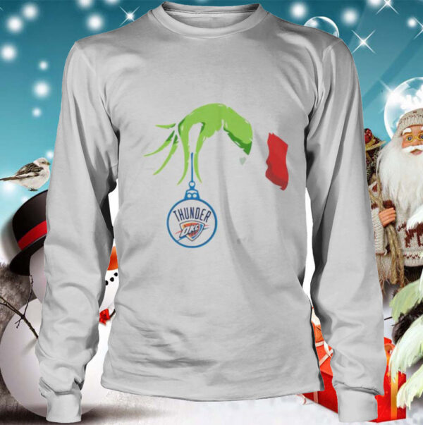 Merry christmas grinch holding oklahoma city thunder okc logo