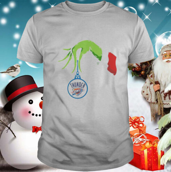 Merry christmas grinch holding oklahoma city thunder okc logo