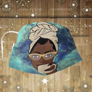 Morning Coffee Afrocentric Face Mask Black Woman African American face mask