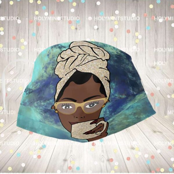 Morning  Coffee  Afrocentric  Face  Mask  Black  Woman  African  American  face  mask