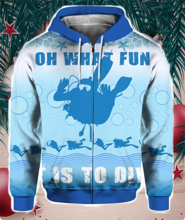 Oh What Fun It Is To Dive 3D Ugly Christmas Sweater Hoodie shirt