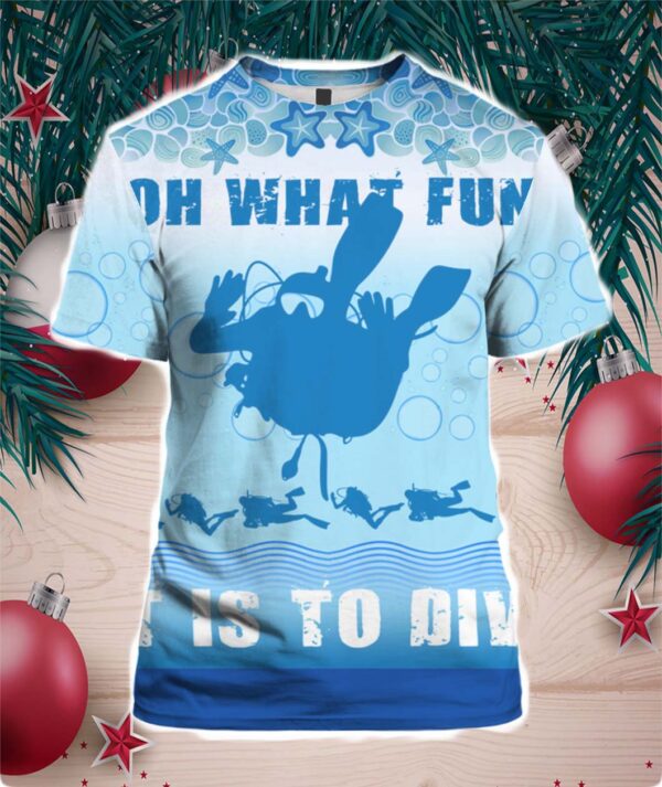 Oh What Fun It Is To Dive 3D Ugly Christmas Sweater Hoodie shirt