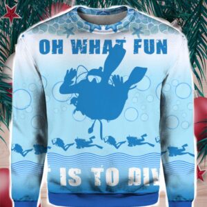 Oh What Fun It Is To Dive 3D Ugly Christmas Sweater Hoodie