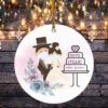 Personalize Quarantined Wedding Newlywed Gift Decorative Christmas Ornament – Holiday Flat Circle Ornament