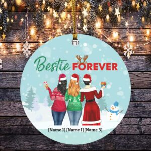 Personalized Besties Christmas Ornament Bestie Forever Decorative Christmas Ornament – Circle Ornament