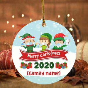 Personalized Co-Vid19 Social Isolation 2020 Christmas Ornament Keepsake – Holiday Flat Circle Ornament