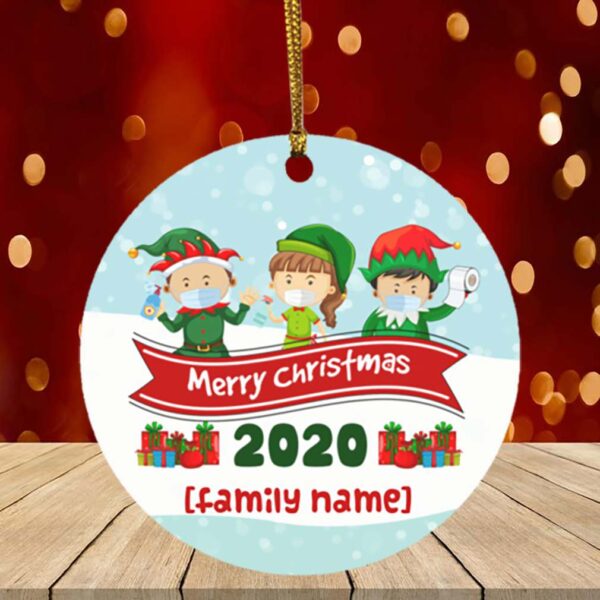 Personalized Co-Vid19 Social Isolation 2020 Christmas Ornament Keepsake – Holiday Flat Circle Ornament