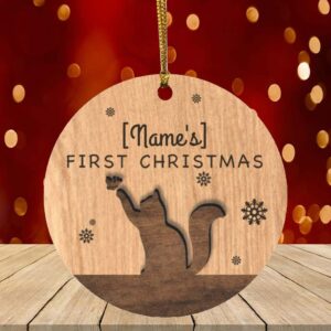 Personalized Kittens First Christmas Circle Ornament – Holiday Cats Xmas Gift