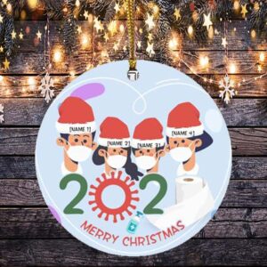 Quarantine Together Wearing Mask Personalized Family Gift 2020 Christmas Ornament – Holiday Ornament