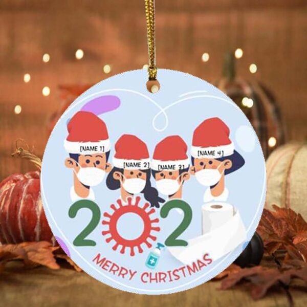 Quarantine Together Wearing Mask Personalized Family Gift 2020 Christmas Ornament – Holiday Ornament