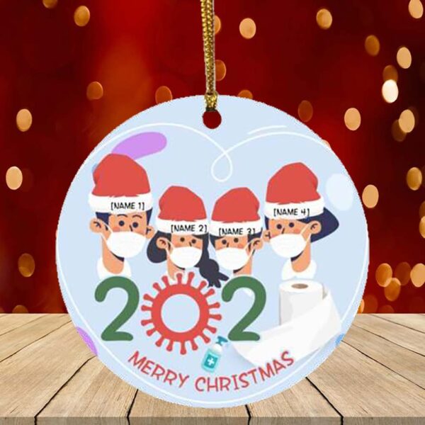 Quarantine Together Wearing Mask Personalized Family Gift 2020 Christmas Ornament – Holiday Ornament