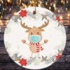 Reindeer Wearing A Face Mask Decorative Christmas Ornament – Holiday Flat Circle Orn