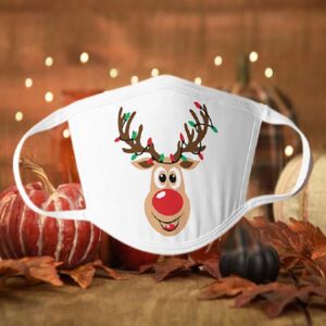 Reindeer Xmas Lights Christmas Face Mask Cover