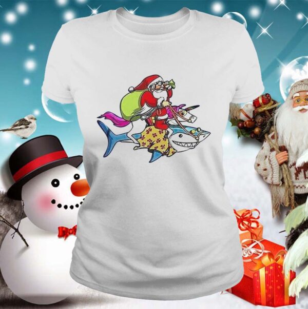 Santa Claus Riding A Unicorn And A Shark Christmas Gift