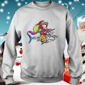 Santa Claus Riding A Unicorn And A Shark Christmas Gift shirt