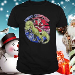 Santa Riding Dinosaur Merry Christmas