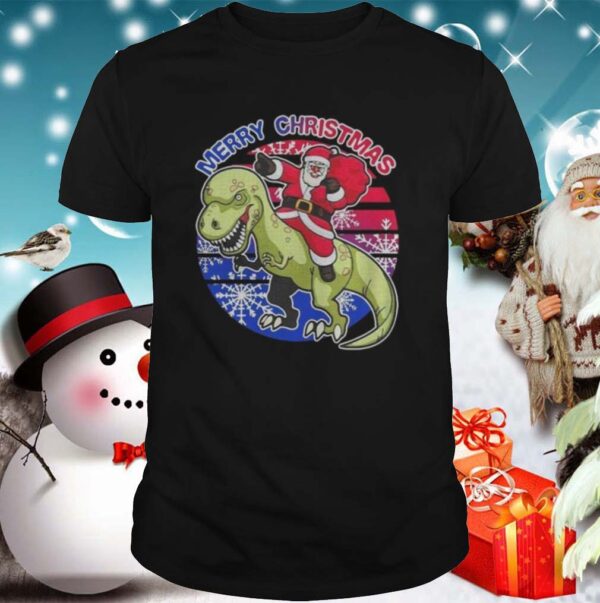 Santa Riding Dinosaur Merry Christmas shirt