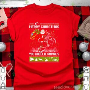 Santa claus Motorcycle merry Christmas you wheelie animals shirt