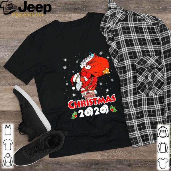 Santa with Face Mask and Toilet Paper Funny shirt