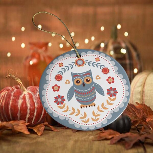 Scandinavian Owl Ornament, Ethnic Folk Boho Decoration, Mexican Style