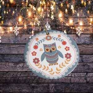 Scandinavian Owl Ornament, Ethnic Folk Boho Decoration, Mexican Style