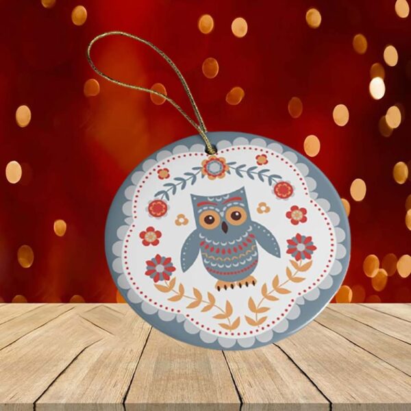 Scandinavian Owl Ornament, Ethnic Folk Boho Decoration, Mexican Style