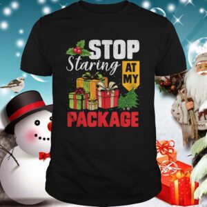 Stop Staring At My Package Christmas Tree shirt