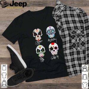 Sugar skull Kiss band signatures shirt