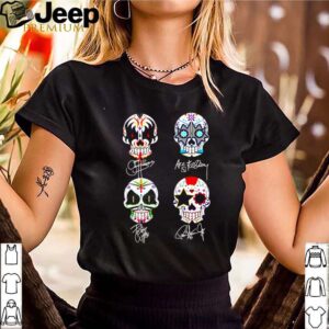 Sugar skull Kiss band signatures shirt