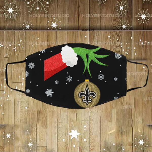The Grinch Christmas Ornament New Orleans Saints Face Mask