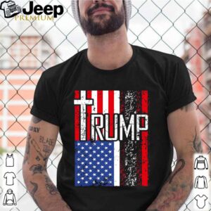 Trump Retro Distressed USA Flag Christian Cross Patriotic shirt